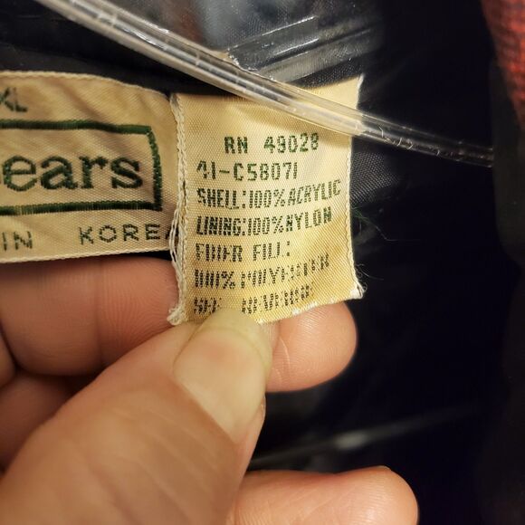 Vtg 70s Sears Quilted Flannel Shirt Shacket Jacket Mens XL/XT Tall Red Black - Picture 6 of 7